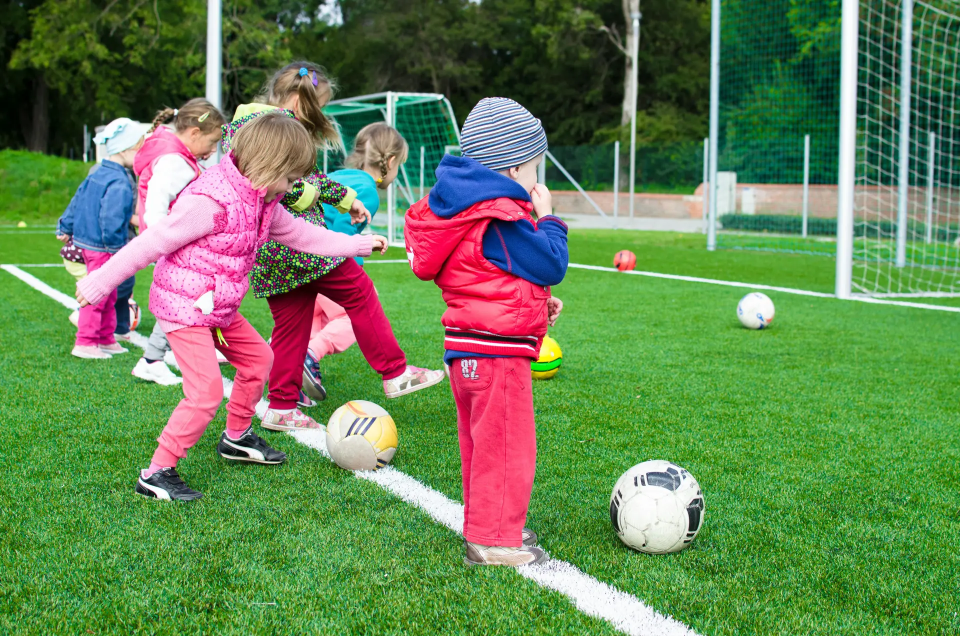 children on a soccer field